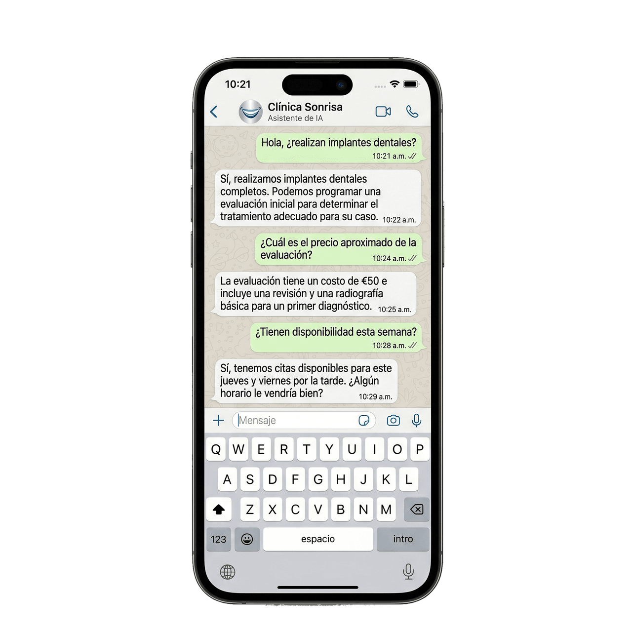 Conversación de WhatsApp gestionada por Foreus